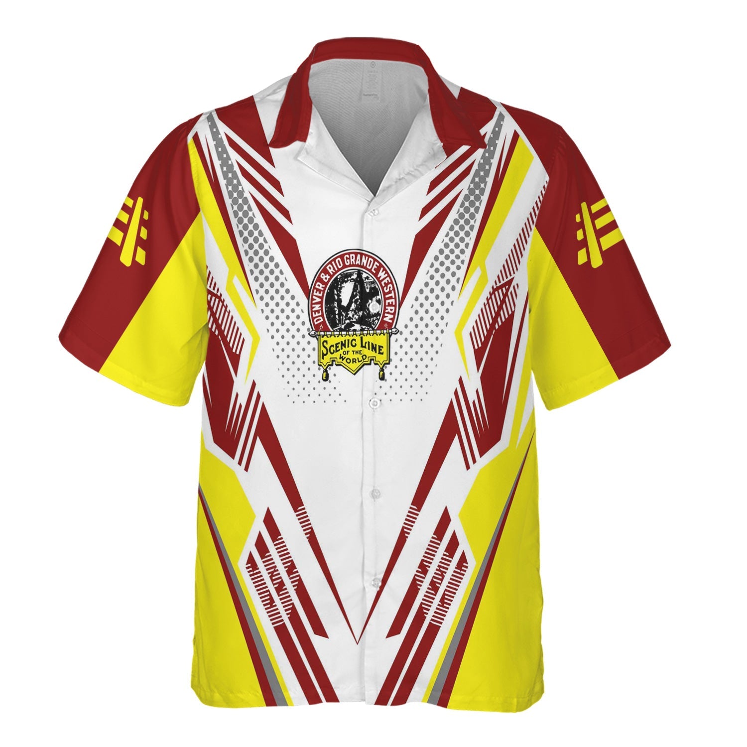 Railspirit Personalized Denver and Rio Grande Western Railroad Hawaiian Shirt Railroad Tribute Design Train Shirt for Train Lovers