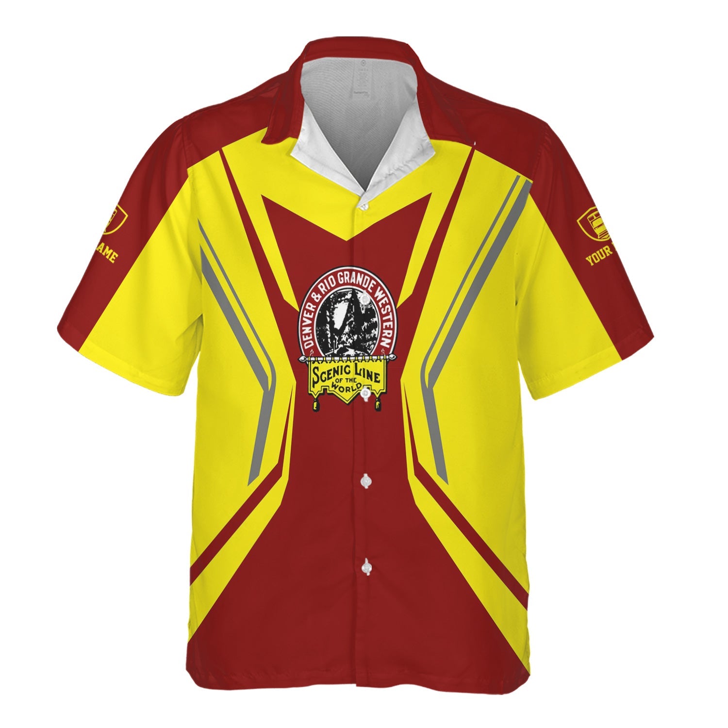 Railspirit Personalized Denver and Rio Grande Western Railroad Hawaiian Shirt Unique Style with Custom Job Train Shirt