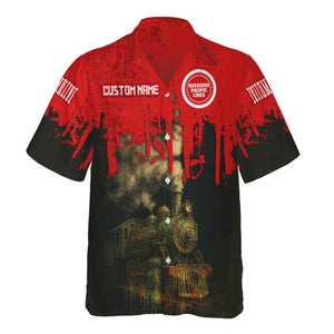 Railspirit Personalized Missouri Pacific Railroad Hawaiian Shirt Vintage Train Art Style Shirt For Locomotive Fans