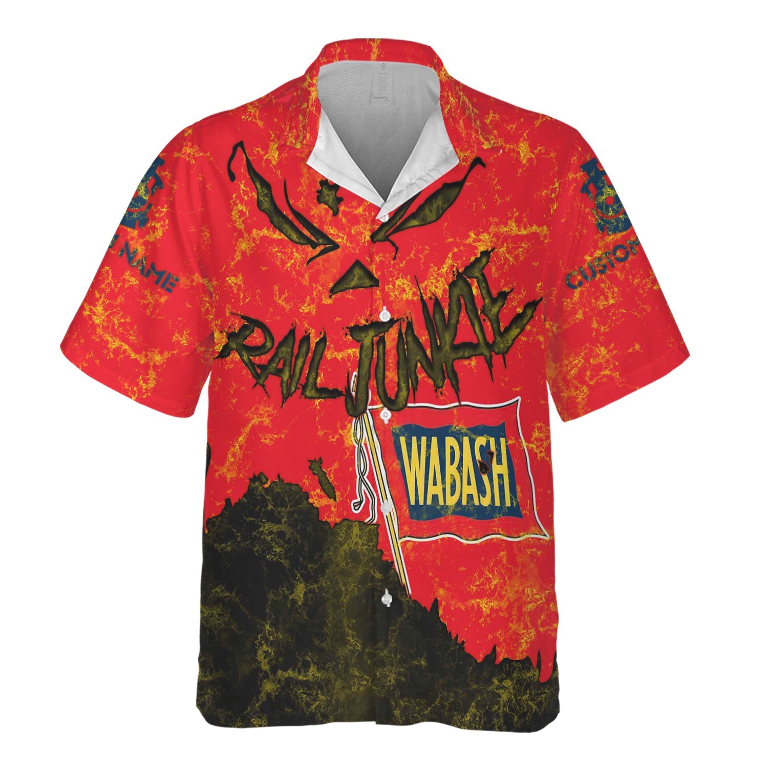 Railspirit Personalized Wabash Railroad Hawaiian Shirt Torn Graphic Style Train Shirt For Rail Junkie