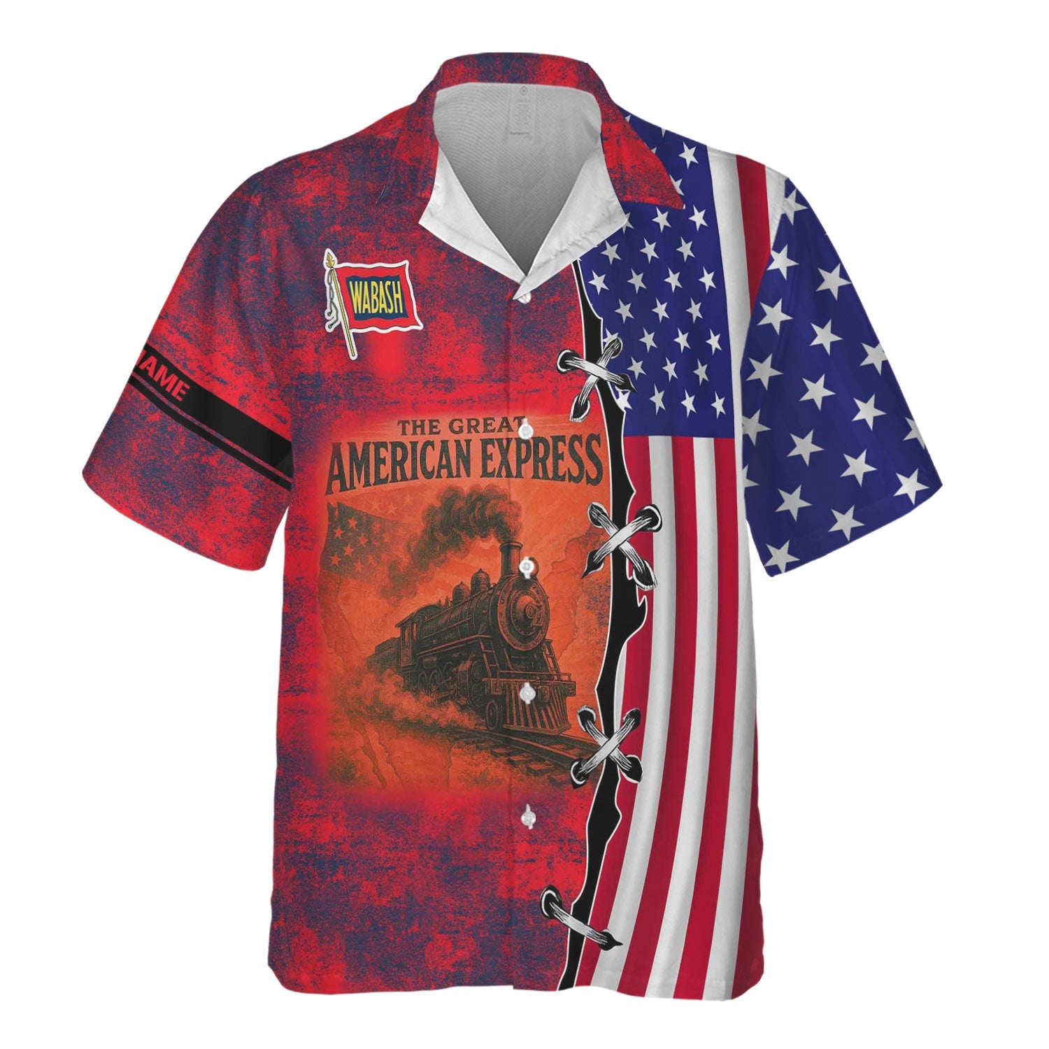 Railspirit Personalized Wabash Railroad Hawaiian Shirt Retro American Express Train With USA Flag Shirt