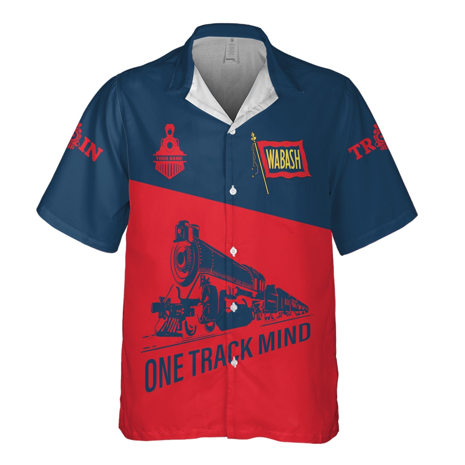 Railspirit Personalized Wabash Railroad Hawaiian Shirt One Track Mind Unisex Train Shirt Gift Idea For Train Lover