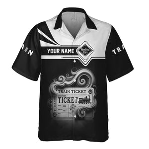 Railspirit Personalized Reading Railroad Hawaiian Shirt Train Ticket  American Locomotive Printed Train