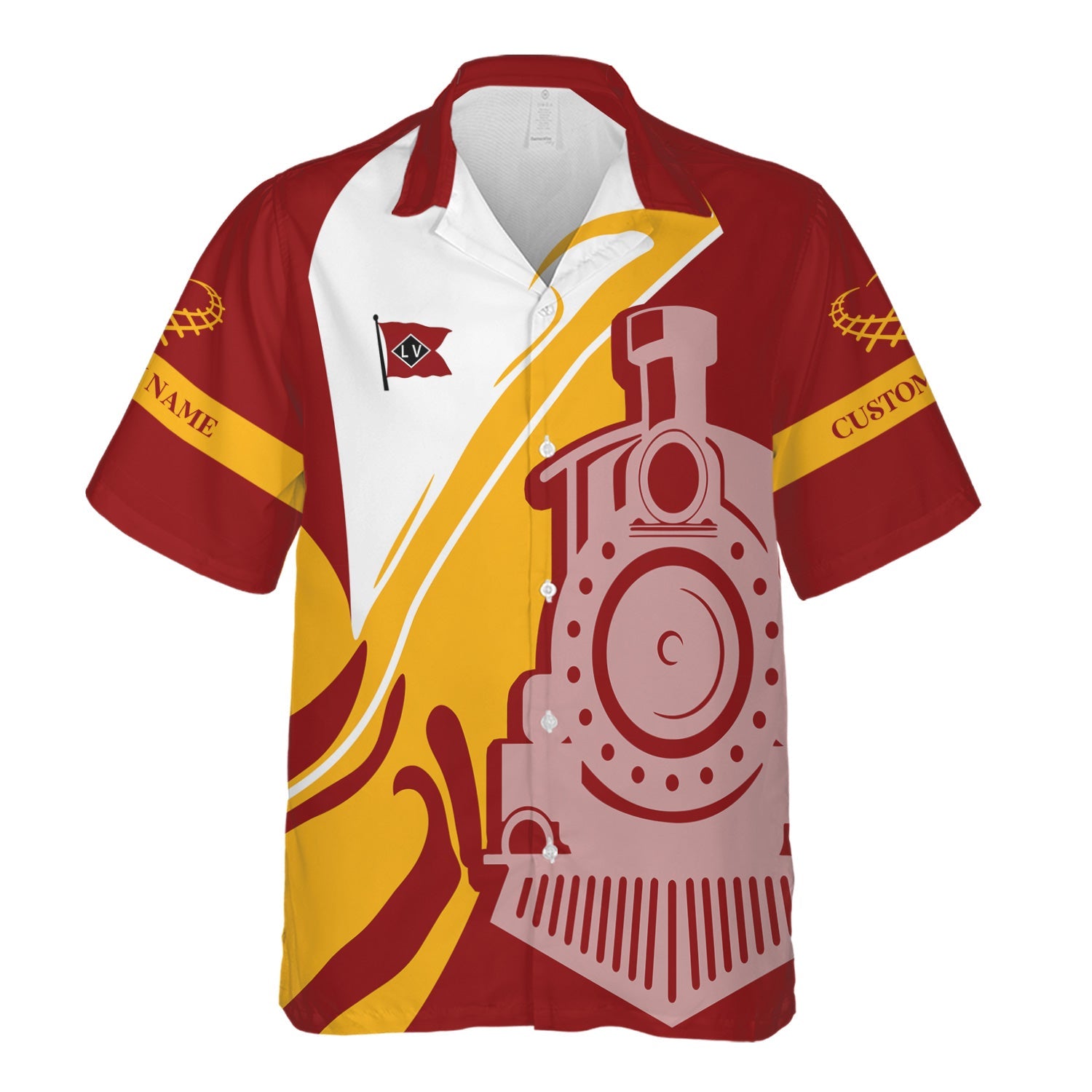 Railspirit Personalized Lehigh Valley Railroad Hawaiian Shirt Flame-Inspired Style Shirt Gift Idea For Train Lovers