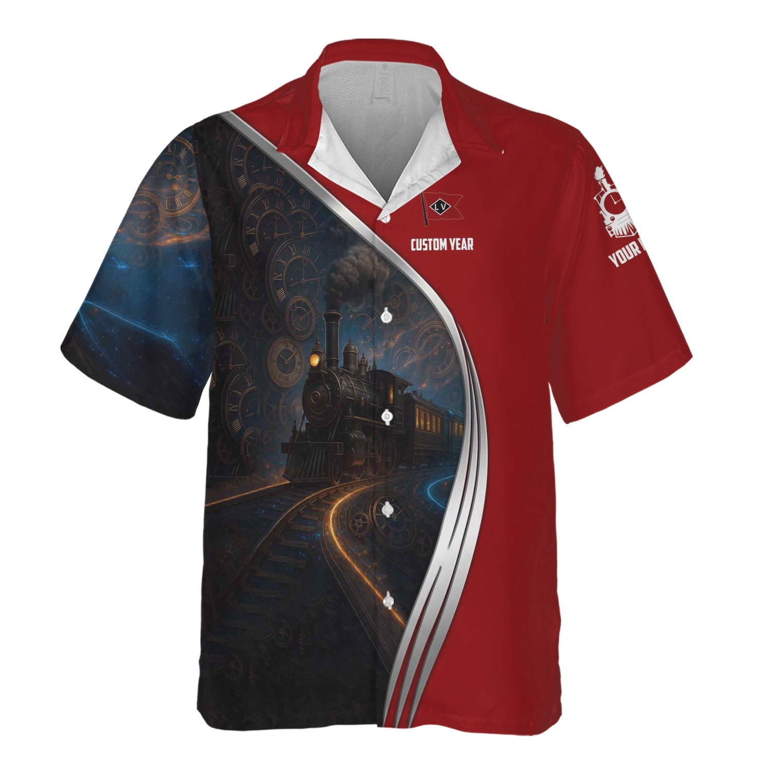 Railspirit Personalized Lehigh Valley Railroad Hawaiian Shirt Steampunk Locomotive with Custom Year Train Shirt