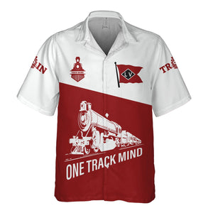 Railspirit Personalized Lehigh Valley Railroad Hawaiian Shirt One Track Mind Unisex Train Shirt Gift Idea For Train Lover