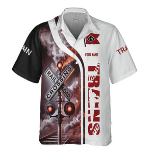 Railspirit Custom Name Lehigh Valley Railroad Hawaiian Shirt Railroad Crossing Sign Printed Train Shirt