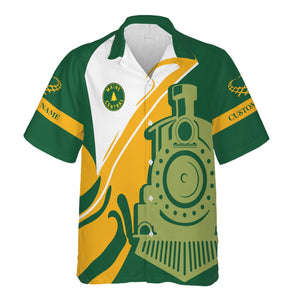 Railspirit Personalized Maine Central Railroad Hawaiian Shirt Flame-Inspired Style Shirt Gift Idea For Train Lovers
