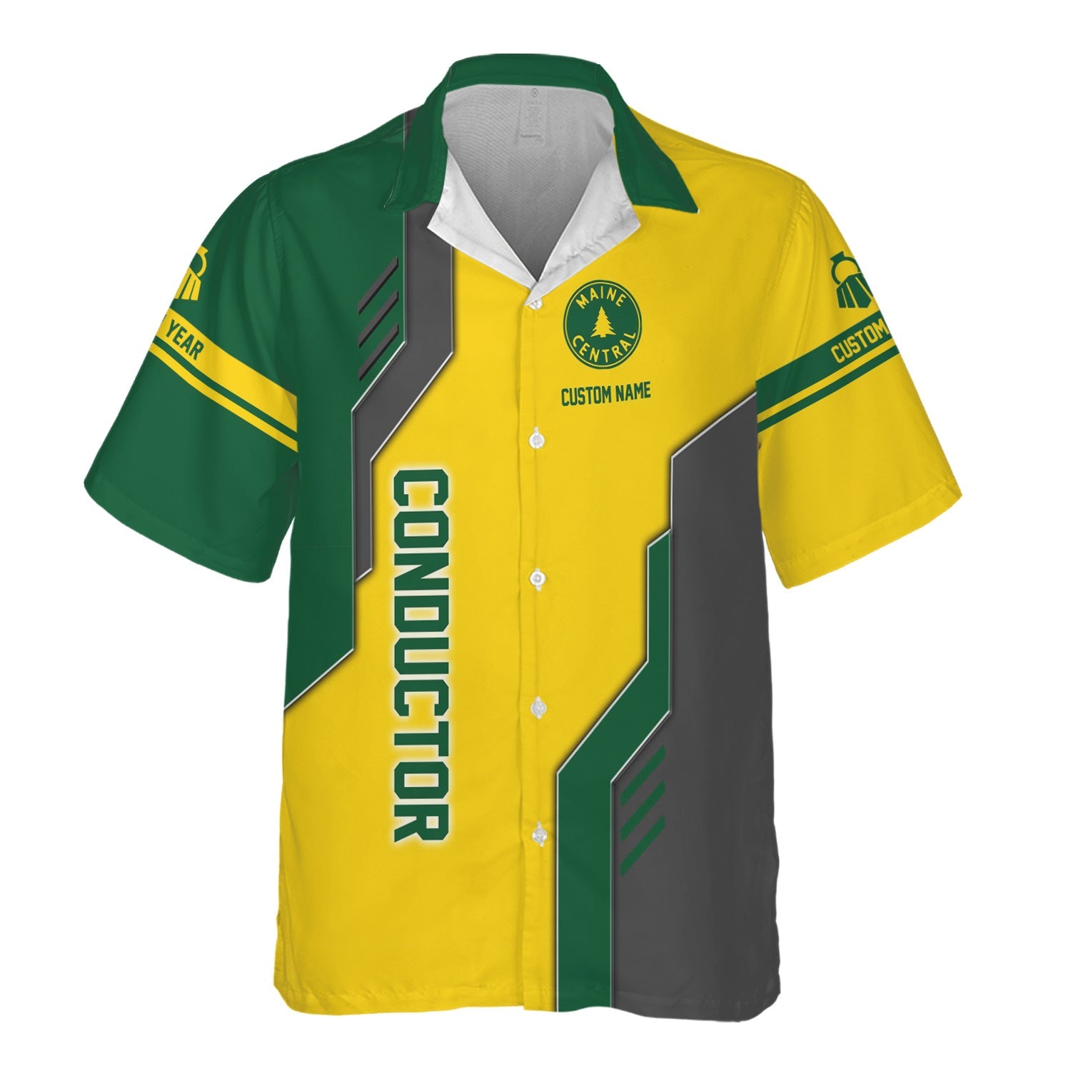 Railspirit Personalized Maine Central Railroad Hawaiian Shirt Unique Railway Style with Custom Job Train Shirt