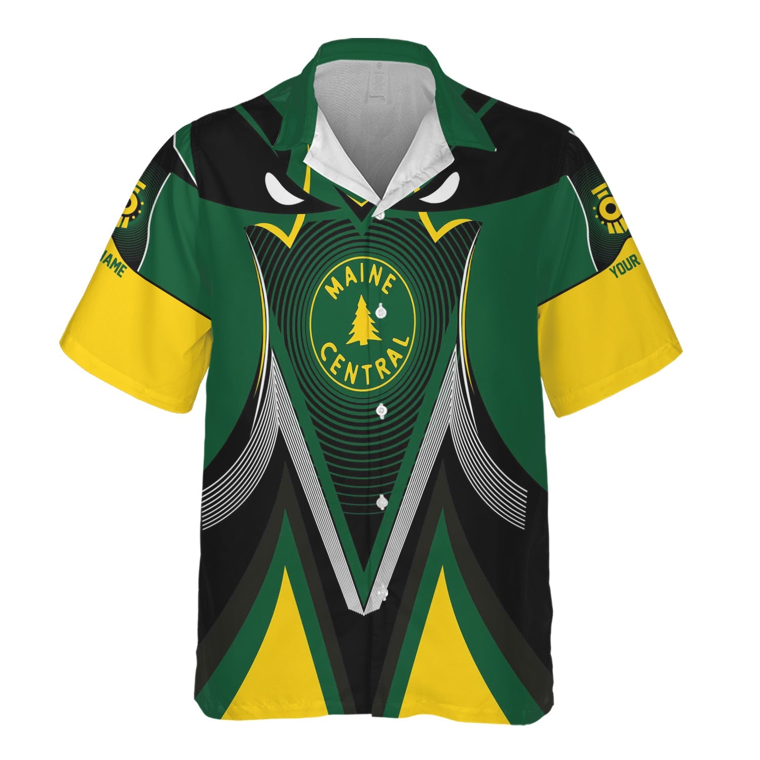 Railspirit Personalized Maine Central Railroad Hawaiian Shirt Vibrant Graphic Pattern Shirt For Train Enthusiasts