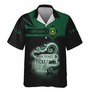 Railspirit Personalized Maine Central Railroad Hawaiian Shirt Train Ticket American Locomotive Printed Train