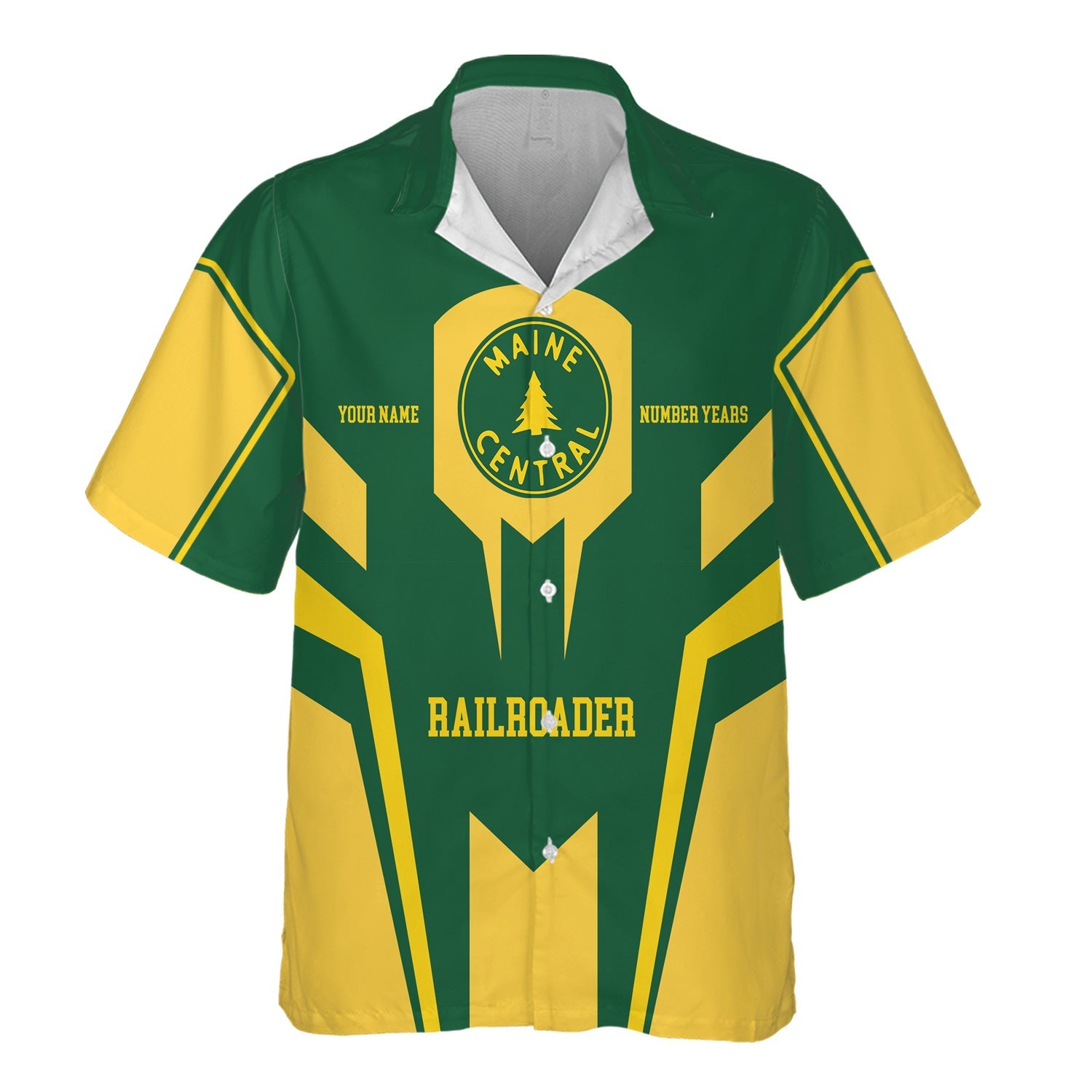Railspirit Personalized Maine Central Railroad Hawaiian Shirt Custom Year Railroader Shirt Gift Idea For Train Lover