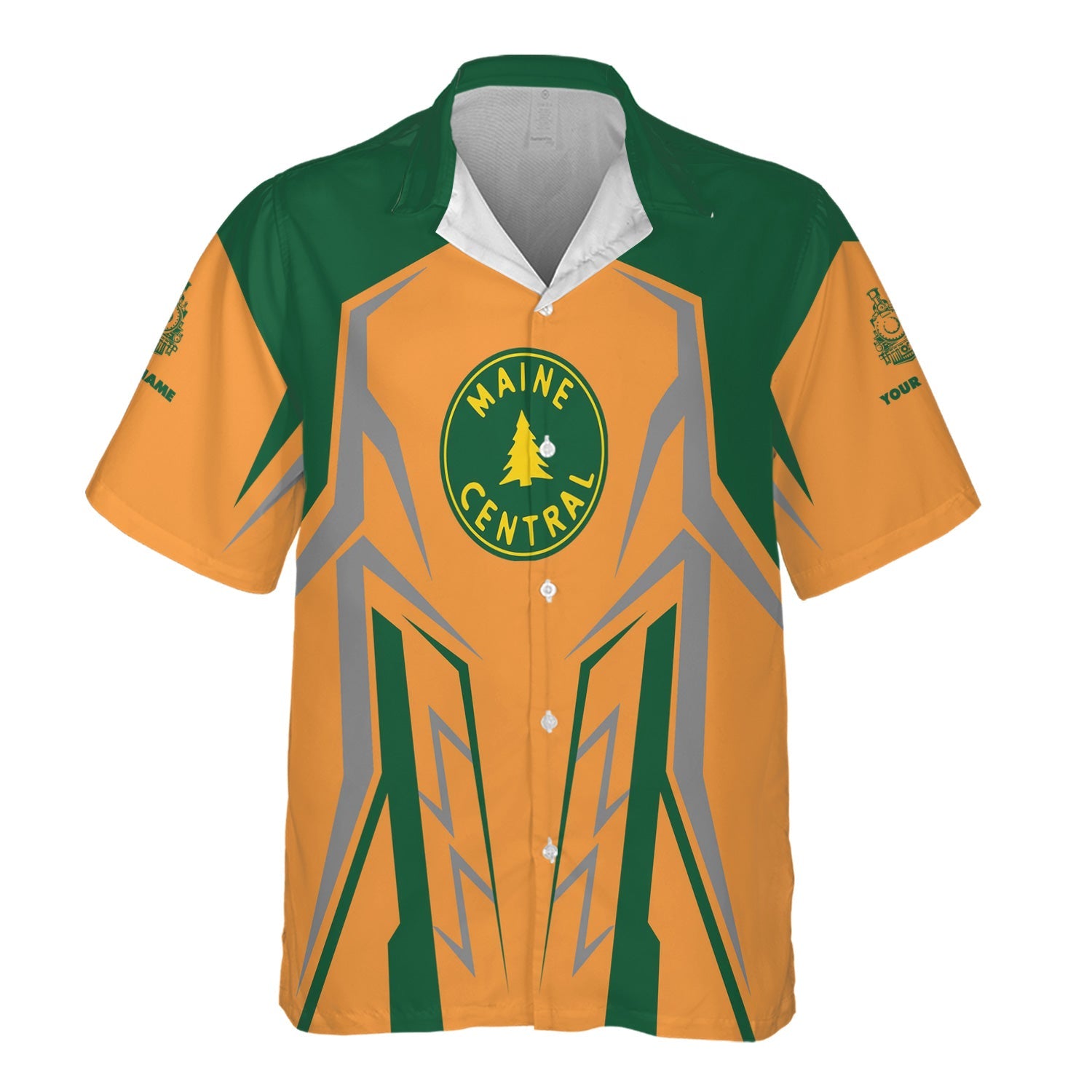 Railspirit Personalized Maine Central Railroad Hawaiian Shirt Futuristic Design with Custom Job Train Shirt