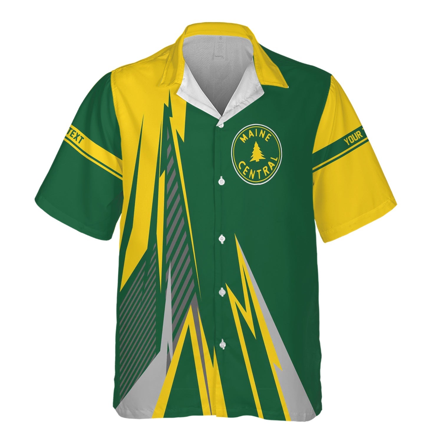 Railspirit Personalized Maine Central Railroad Hawaiian Shirt Lightning-Inspired Railway Style Shirt For Train Lovers