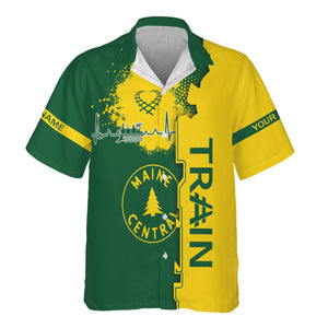 Railspirit Personalized Maine Central Railroad Hawaiian Shirt Engine Heartbeat and Track Love Style Shirt Gift Idea For Train Lovers
