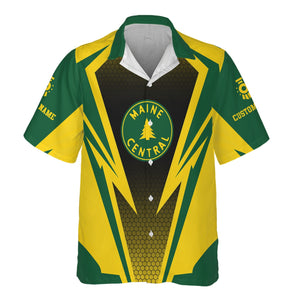 Railspirit Personalized Maine Central Railroad Hawaiian Shirt Lightning Graphic Style Shirt Gift Idea For Train Lover