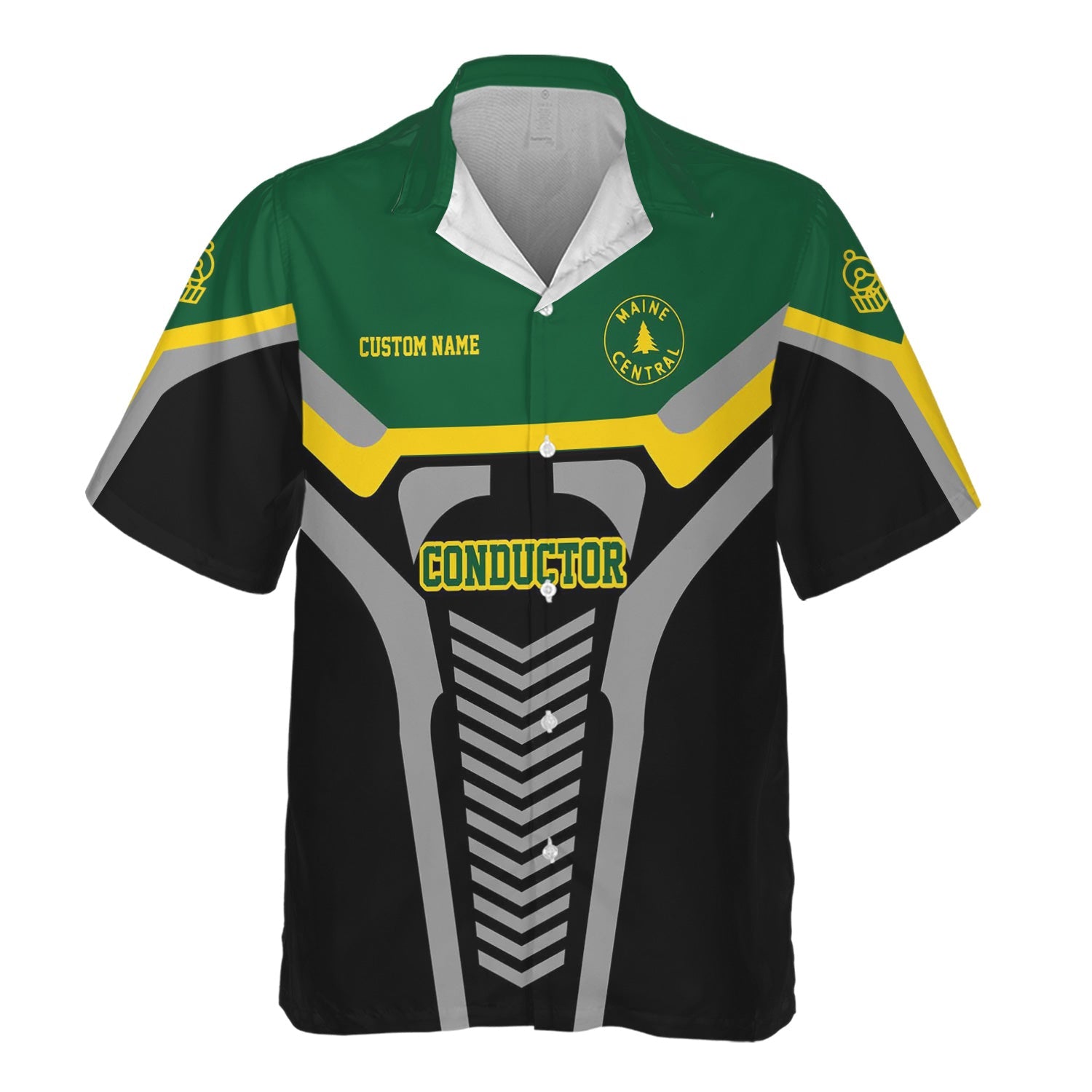 Railspirit Personalized Maine Central Railroad Hawaiian Shirt Track-Inspired with Custom Job Position Train Shirt