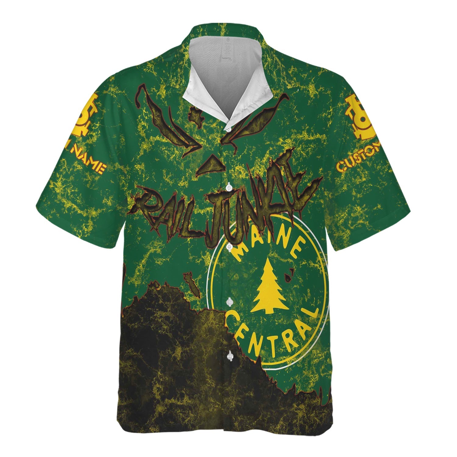 Railspirit Personalized Maine Central Railroad Hawaiian Shirt Torn Graphic Style Train Shirt For Rail Junkie