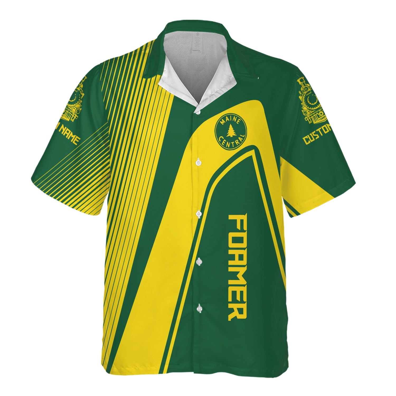 Railspirit Personalized Maine Central Railroad Hawaiian Shirt Vibrant Striking Style Shirt For Rail Enthusiasts