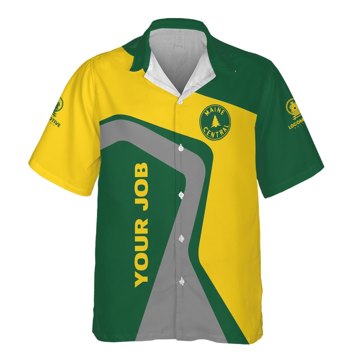 Railspirit Personalized Maine Central Railroad Hawaiian Shirt Unique Design with Custom Job Position Train Shirt