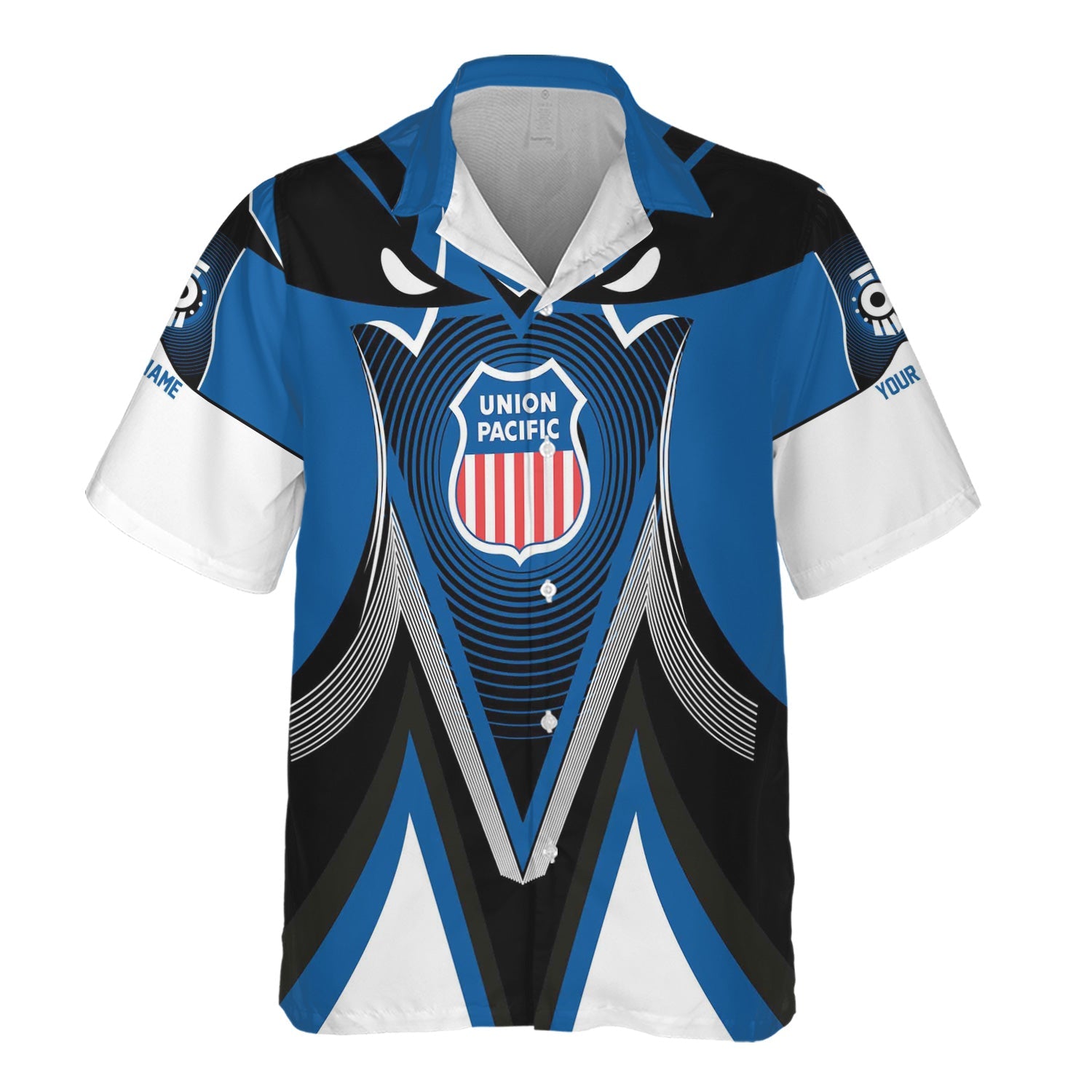 Railspirit Personalized Union Pacific Railroad Hawaiian Shirt Vibrant Graphic Pattern Big Boy Shirt For Train Enthusiasts