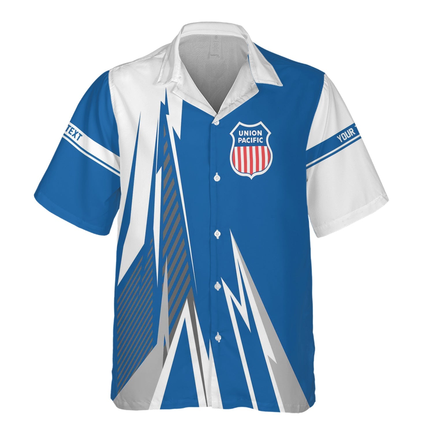 Railspirit Personalized Union Pacific Railroad Hawaiian Shirt Lightning-Inspired Railway Style Big Boy Shirt For Train Lovers