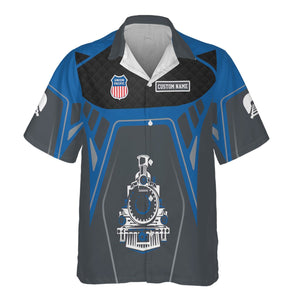 Railspirit Personalized Union Pacific Railroad Hawaiian Shirt Steam Locomotive Engine Graphic Big Boy Train Shirt All Over Print