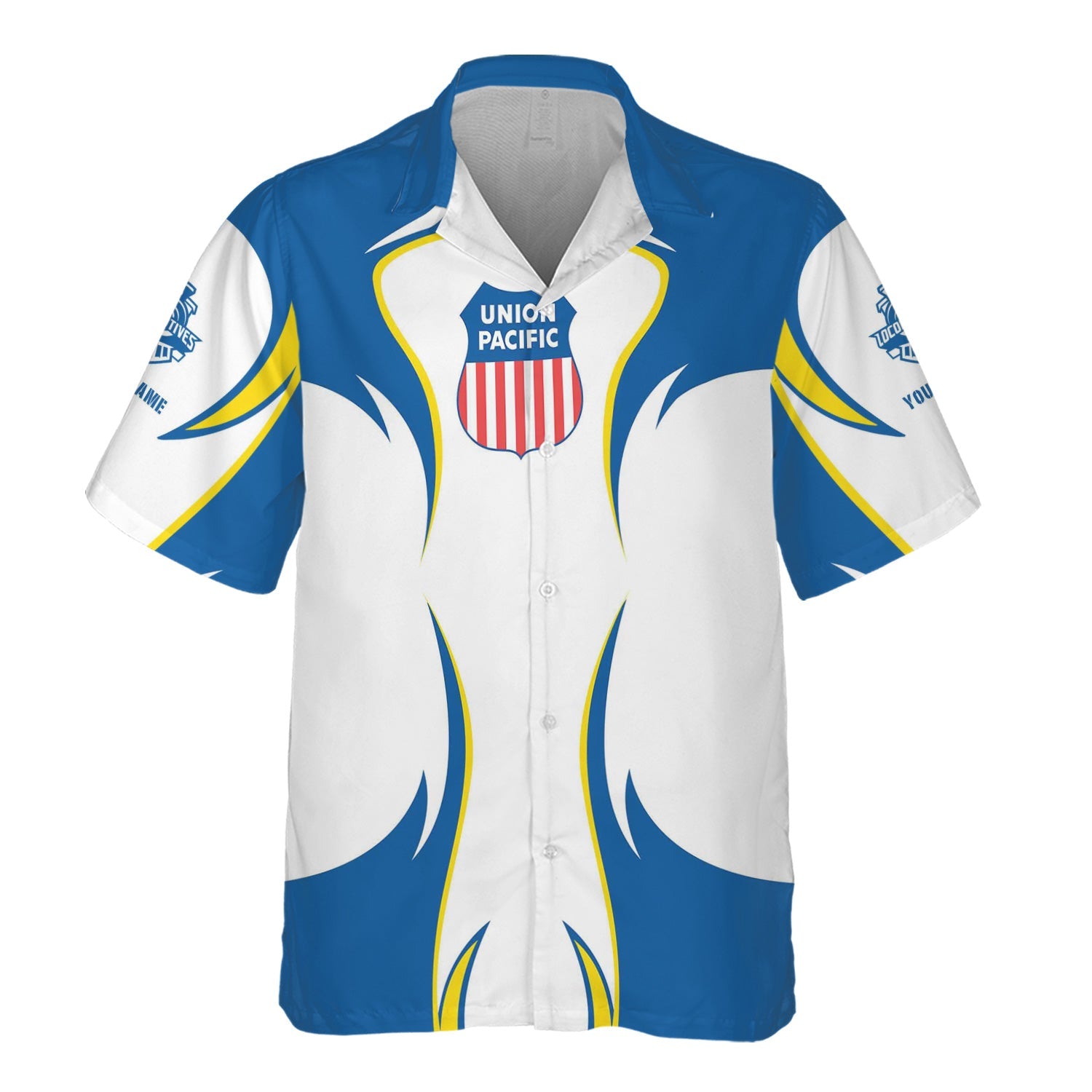 Railspirit Personalized Union Pacific Railroad Hawaiian Shirt Distinctive Flame Style Big Boy Shirt For Steam Engine Addict