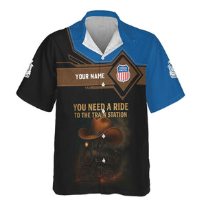 Railspirit Personalized Union Pacific Railroad Hawaiian Shirt You Need A Ride To The Train Station Big Boy Shirt For Train Lovers