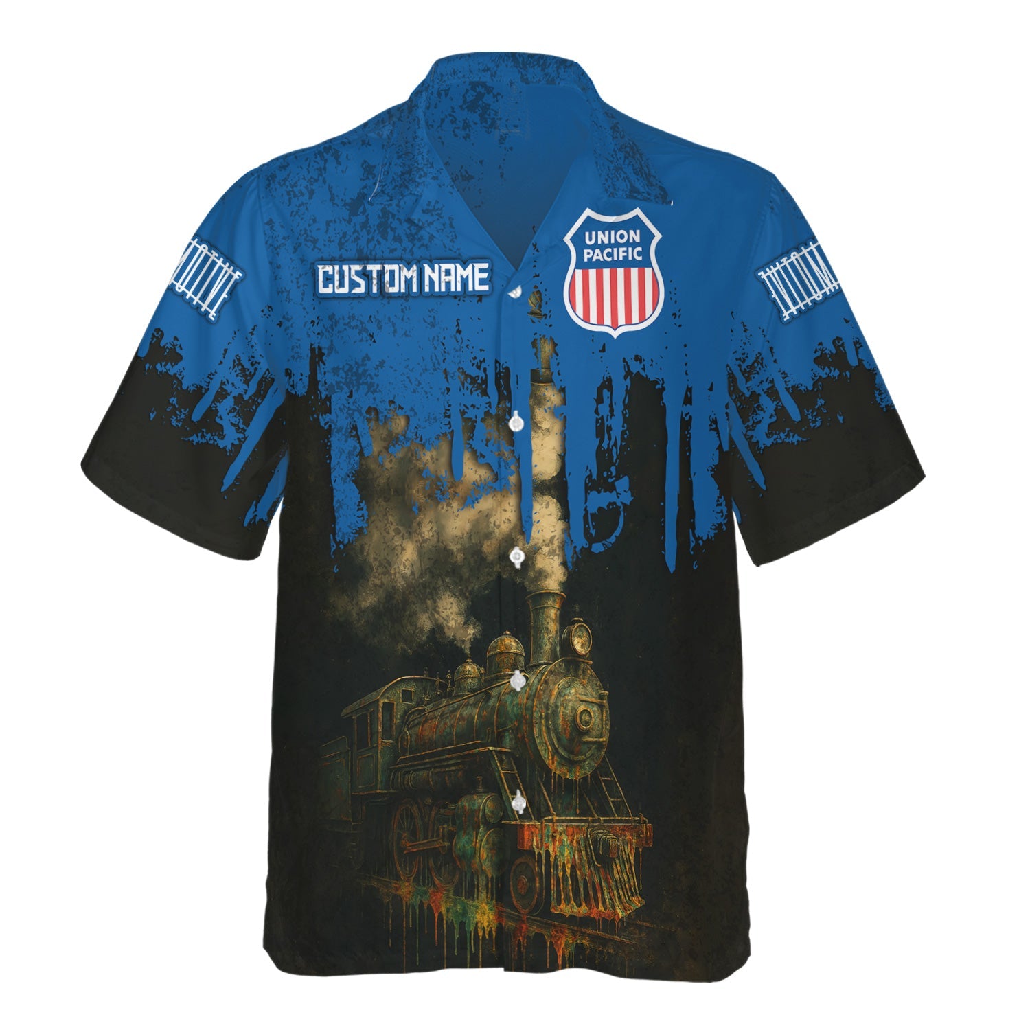 Railspirit Personalized Union Pacific Railroad Hawaiian Shirt Vintage Train Art Style Big Boy Shirt For Locomotive Fans