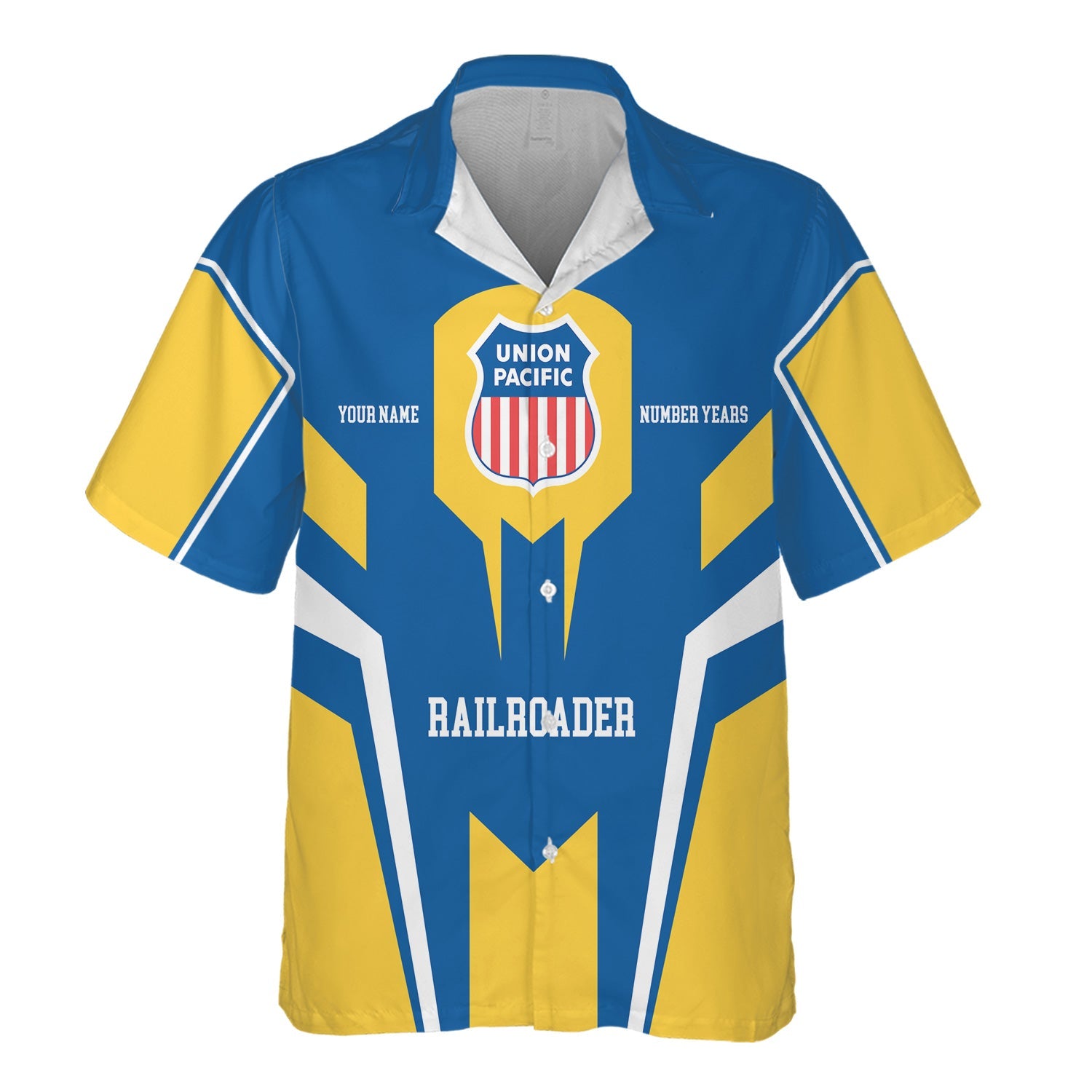 Railspirit Personalized Union Pacific Railroad Hawaiian Shirt Custom Year Railroader Big Boy Shirt Gift Idea For Train Lover