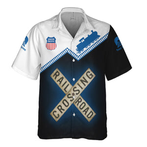 Railspirit Personalized Union Pacific Railroad Hawaiian Shirt Railroad Crossing Printed Train Track Shirt