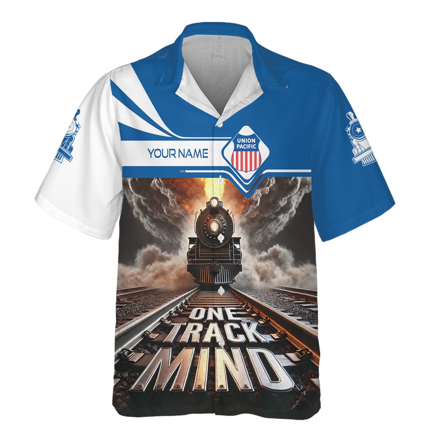 Railspirit Personalized Union Pacific Railroad Hawaiian Shirt One Track Mind Big Boy Train Printed Shirt