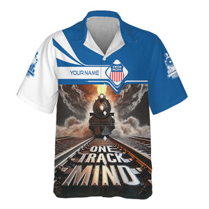 Railspirit Personalized Union Pacific Railroad Hawaiian Shirt One Track Mind Big Boy Train Printed Shirt