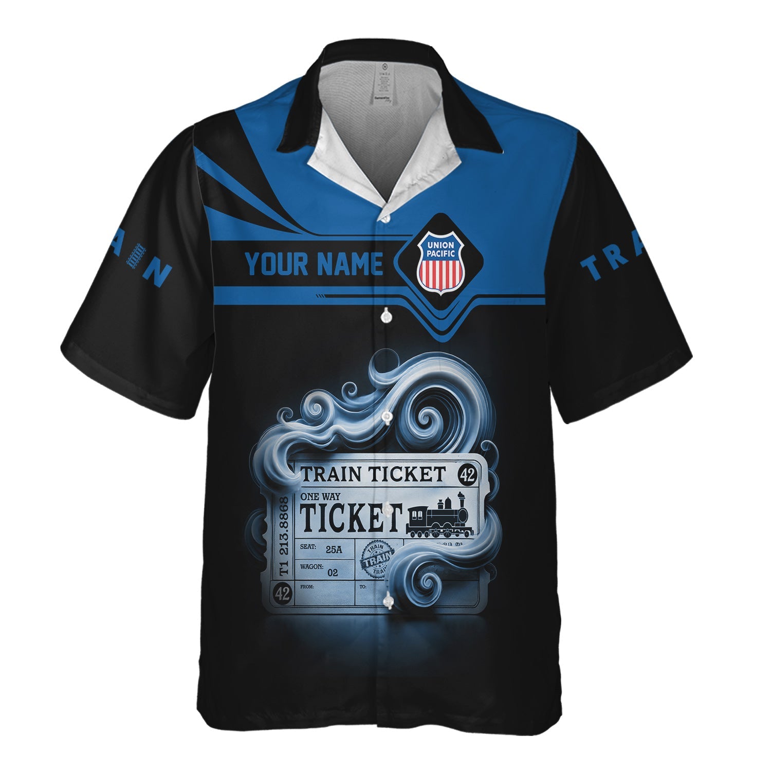 Railspirit Personalized Union Pacific Railroad Hawaiian Shirt Train Ticket  American Locomotive Printed Train