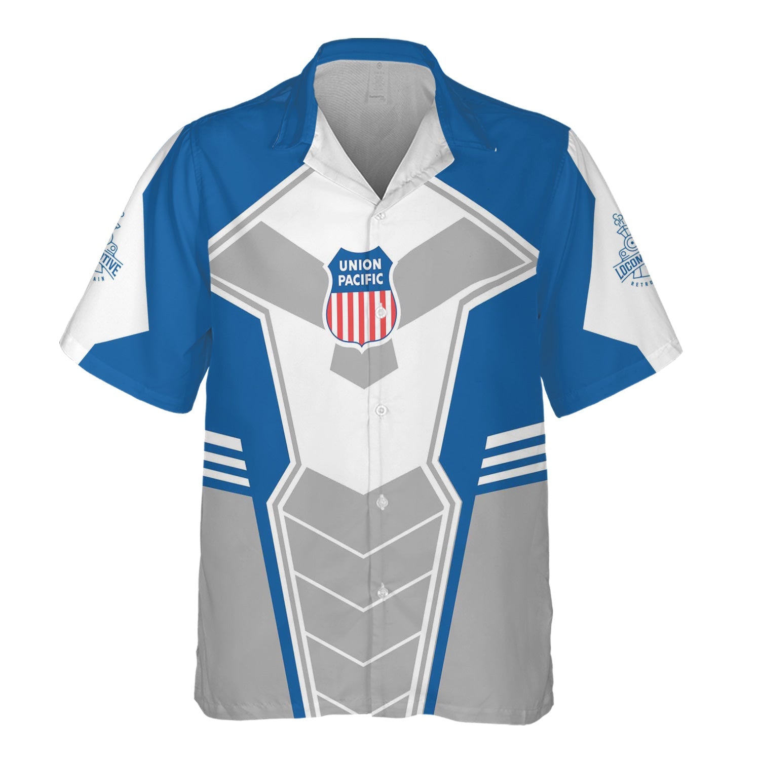 Railspirit Personalized Union Pacific Railroad Hawaiian Shirt Engine-Inspired Style Big Boy Train Shirt for Railroad Fanatic