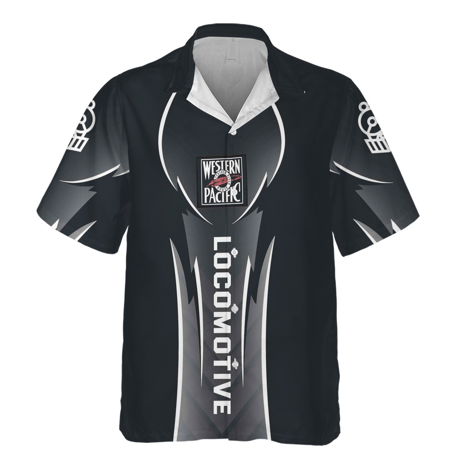 Railspirit Personalized Western Pacific Railroad Hawaiian Shirt Striking Line Style Train Shirt For Locomotive Lovers