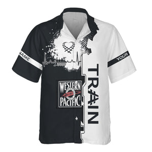 Railspirit Personalized Western Pacific Railroad Hawaiian Shirt Engine Heartbeat and Track Love Style Shirt Gift Idea For Train Lovers