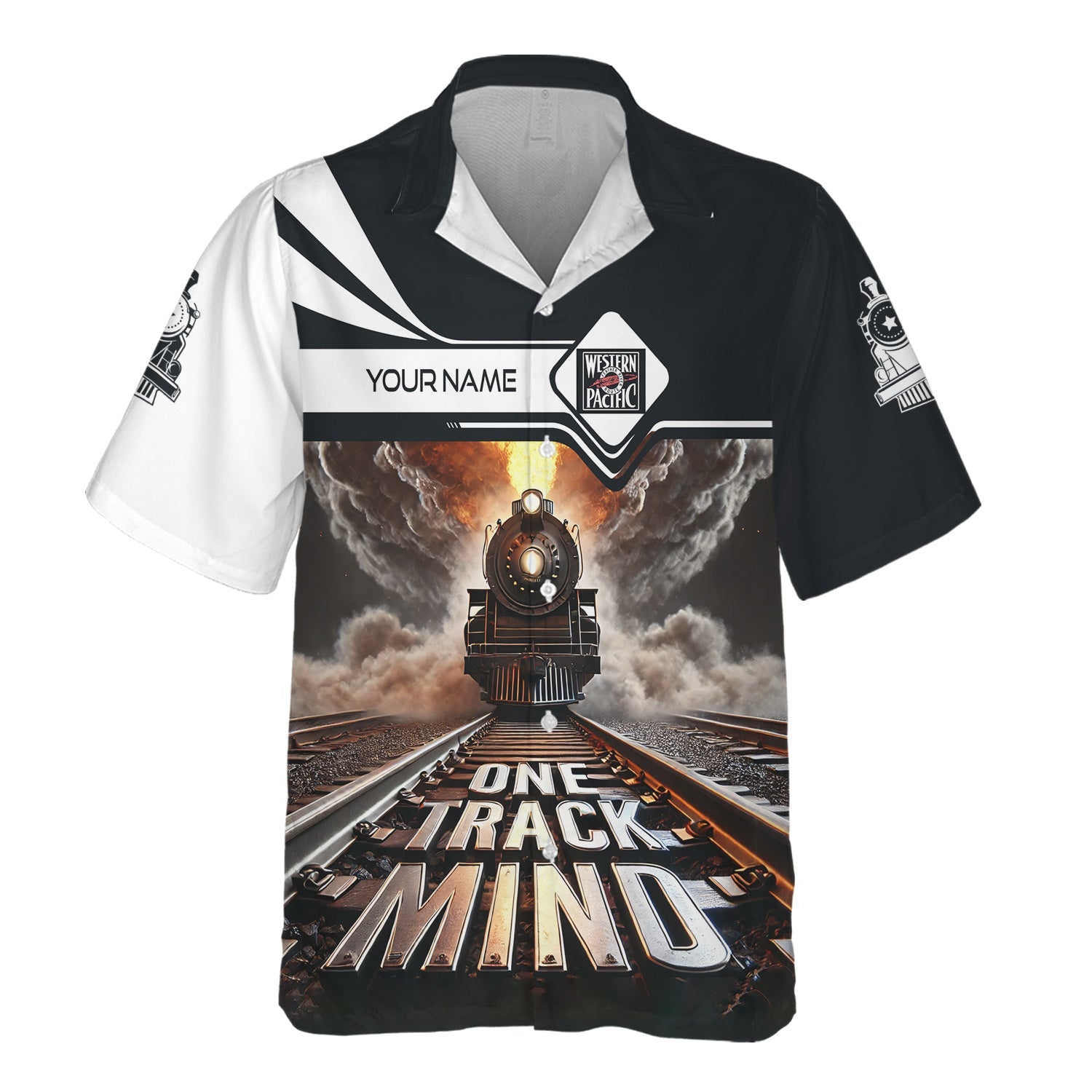 Railspirit Personalized Western Pacific Railroad Hawaiian Shirt One Track Mind Train Printed Shirt