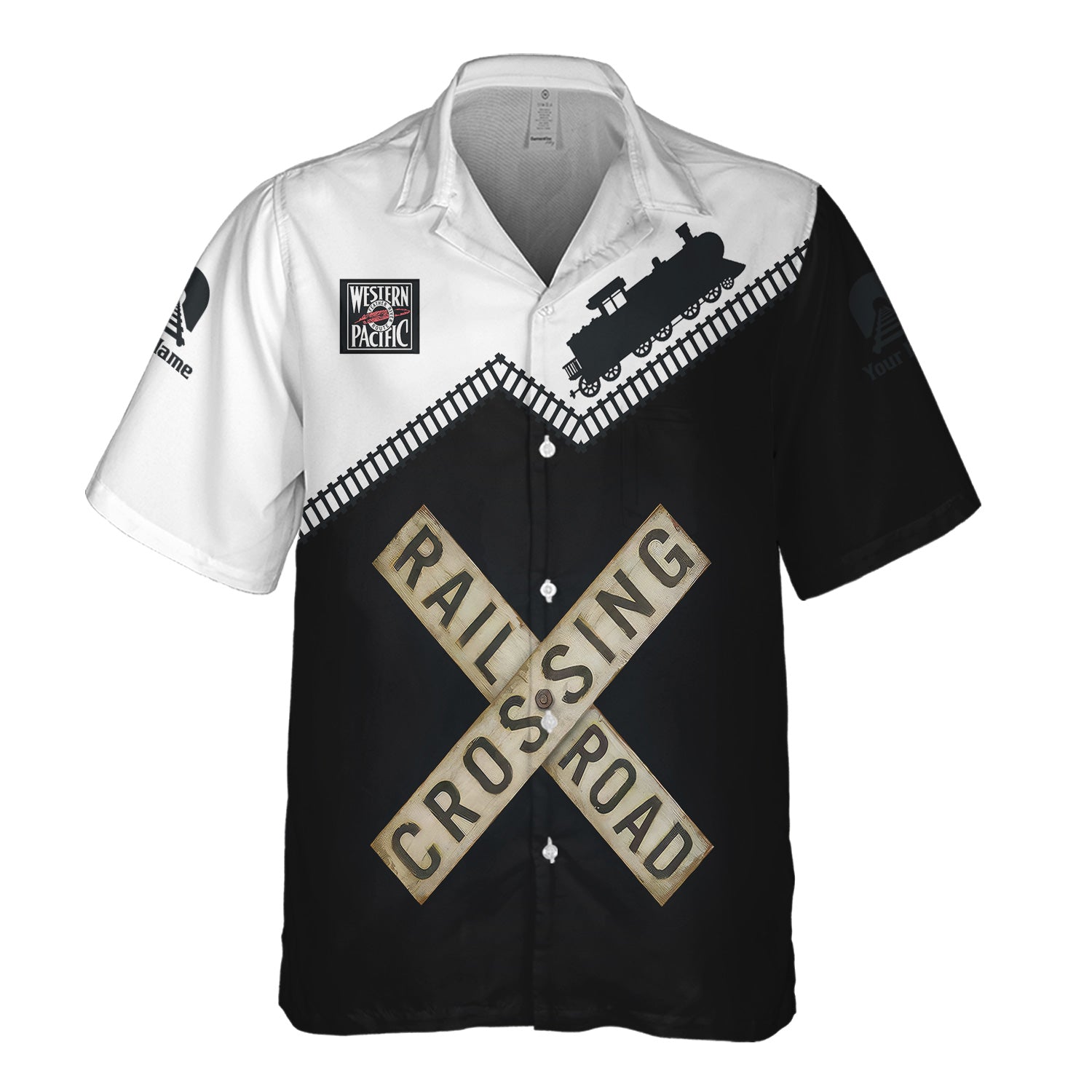 Railspirit Personalized Western Pacific Railroad Hawaiian Shirt Railroad Crossing Printed Train Track Shirt