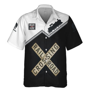 Railspirit Personalized Western Pacific Railroad Hawaiian Shirt Railroad Crossing Printed Train Track Shirt