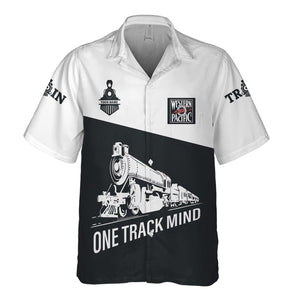 Railspirit Personalized Western Pacific Railroad Hawaiian Shirt One Track Mind Unisex Train Shirt Gift Idea For Train Lover
