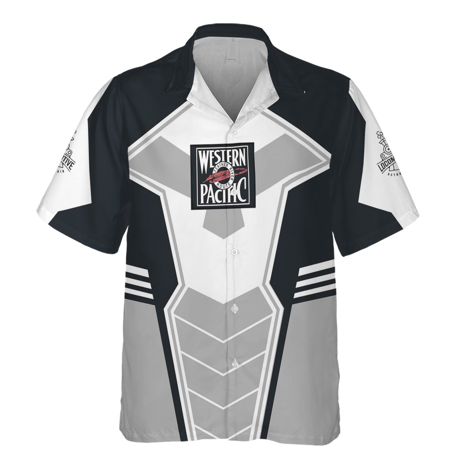 Railspirit Personalized Western Pacific Railroad Hawaiian Shirt Engine-Inspired Style Train Shirt for Railroad Fanatic