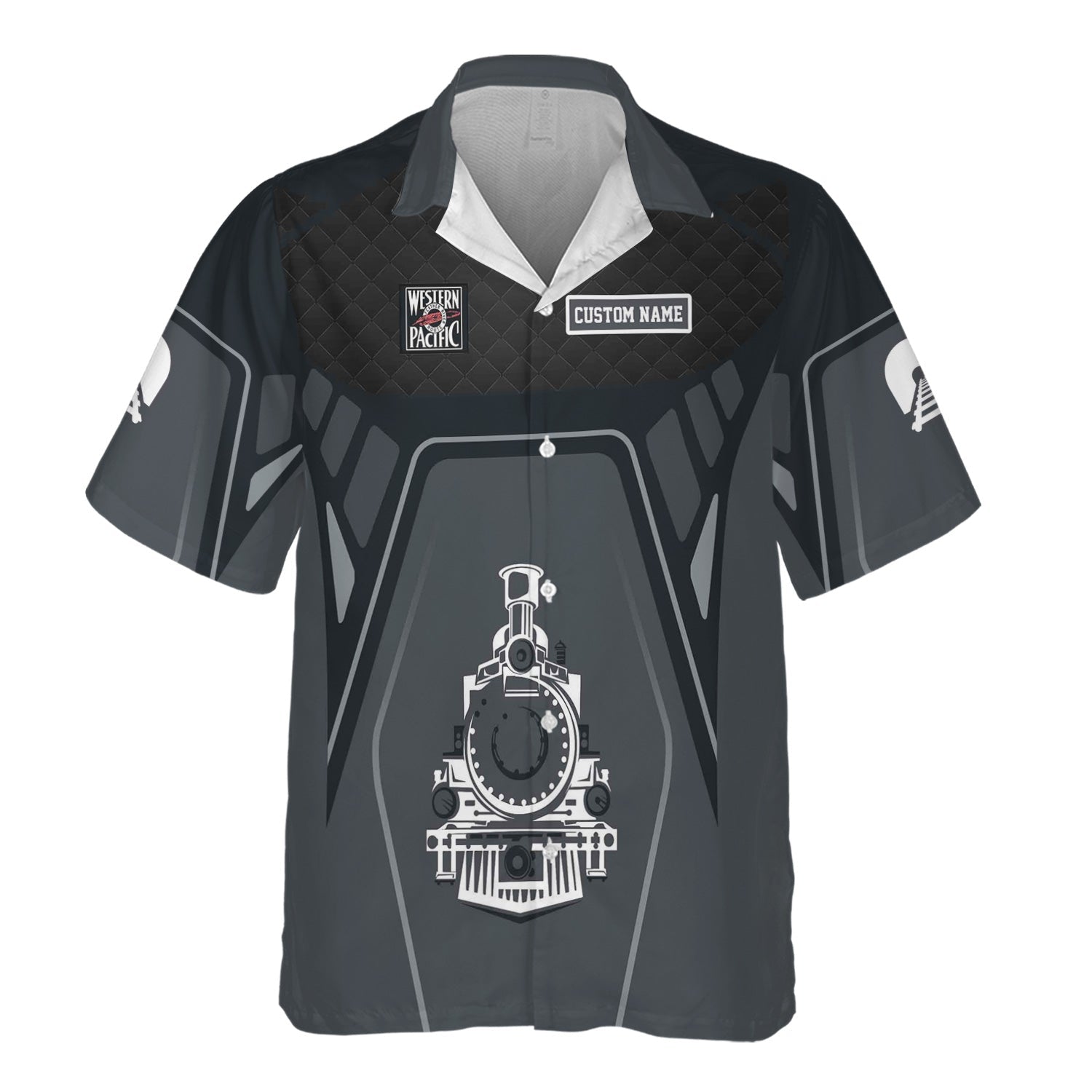 Railspirit Personalized Western Pacific Railroad Hawaiian Shirt Steam Locomotive Engine Graphic Train Shirt All Over Print