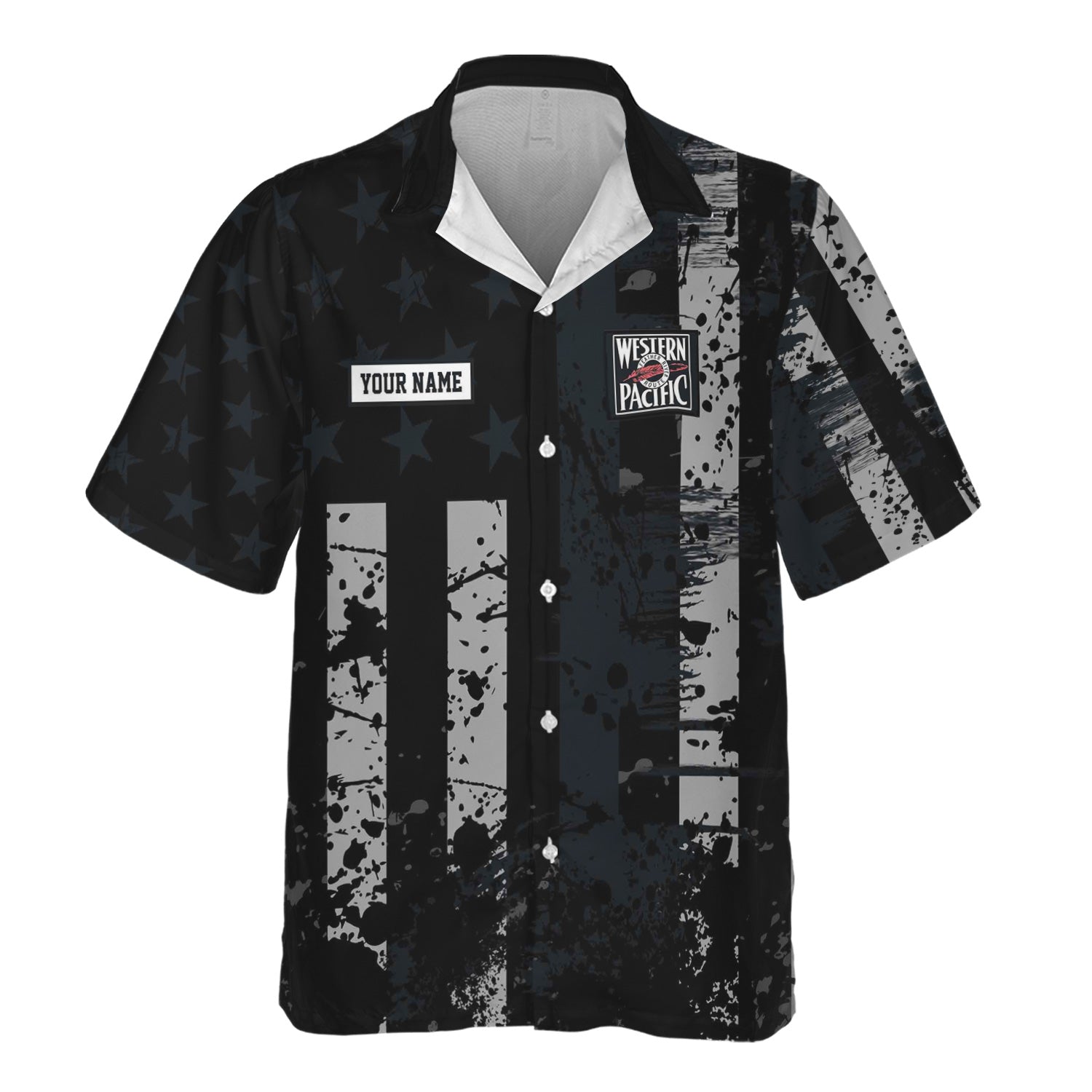 Railspirit Personalized Western Pacific Railroad Hawaiian Shirt Artistic Paint American Flag Style Train Shirt