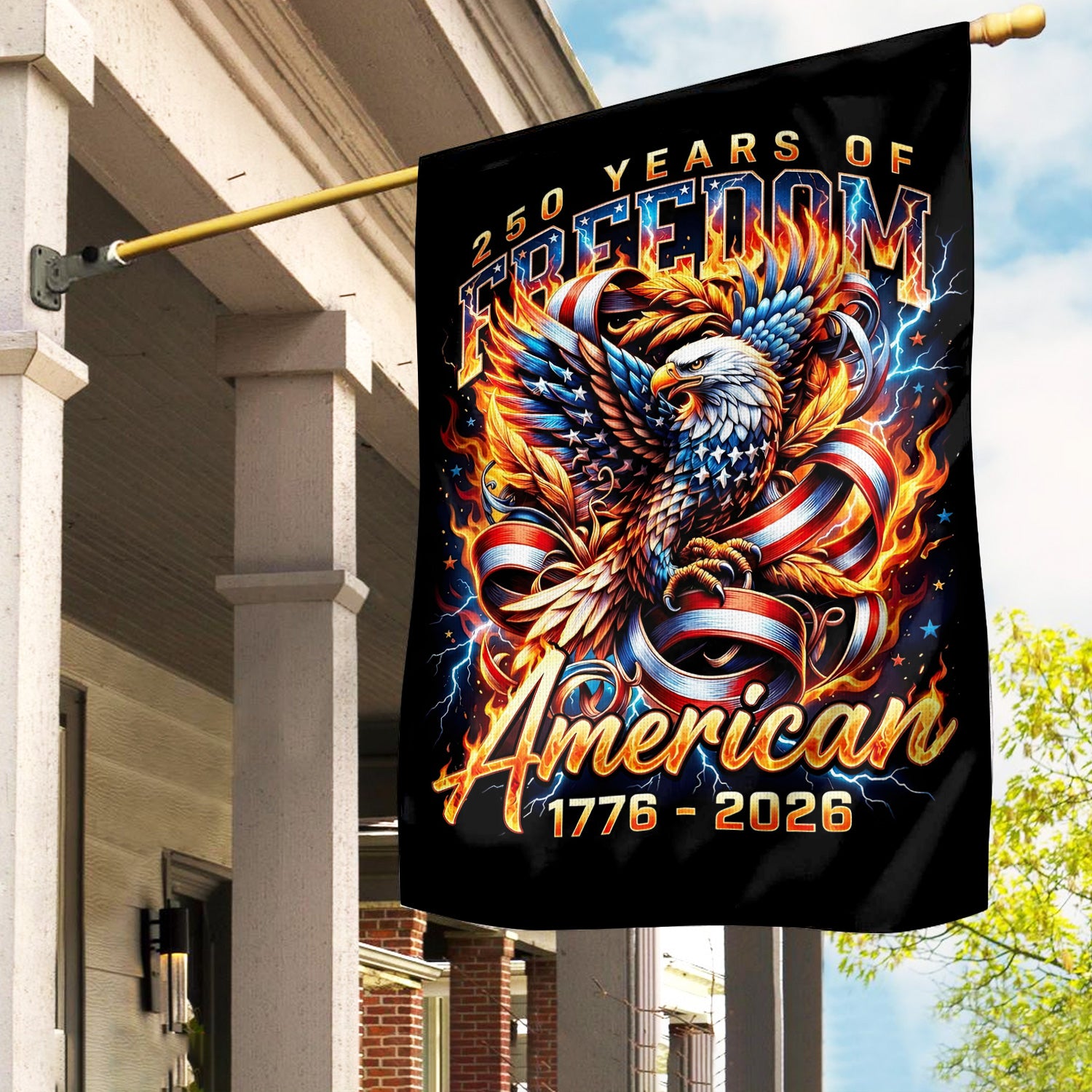 250 Years of Freedom American Flag 1776–2026, Patriotic Eagle Outdoor Garden Flag, USA Independence Day Home Decor