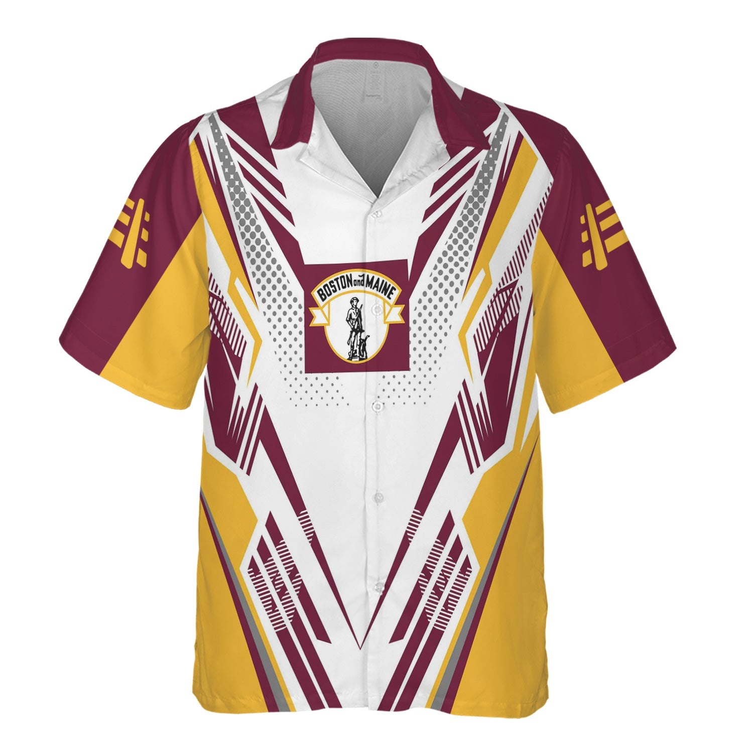 Railspirit Personalized Boston and Maine Railroad Hawaiian Shirt Railroad Tribute Design Train Shirt for Train Lovers