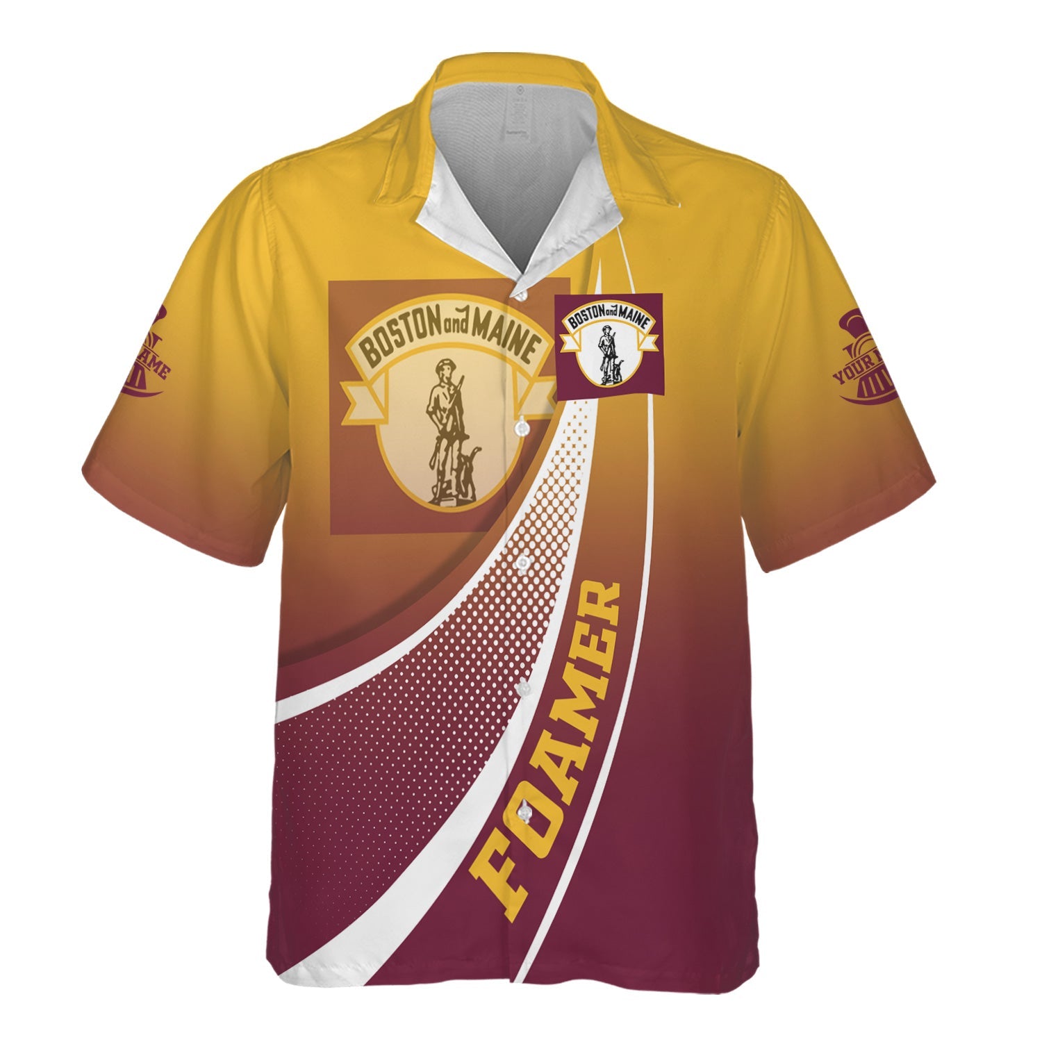 Railspirit Personalized Boston and Maine Railroad Hawaiian Shirt Railway-Themed Style Shirt Gift Idea For Trainspotter