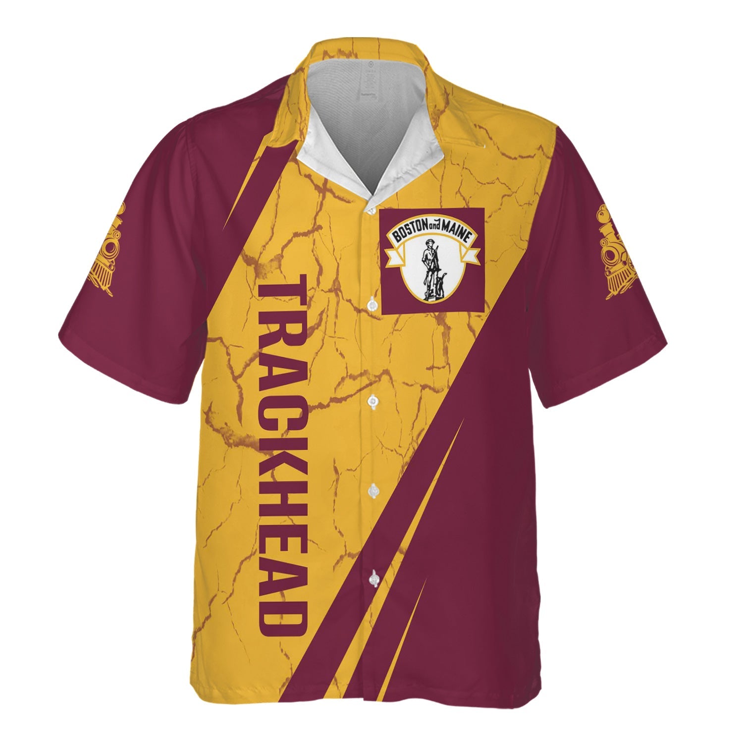 Railspirit Personalized Boston and Maine Railroad Hawaiian Shirt Crackle Texture Style Shirt For Trackhead