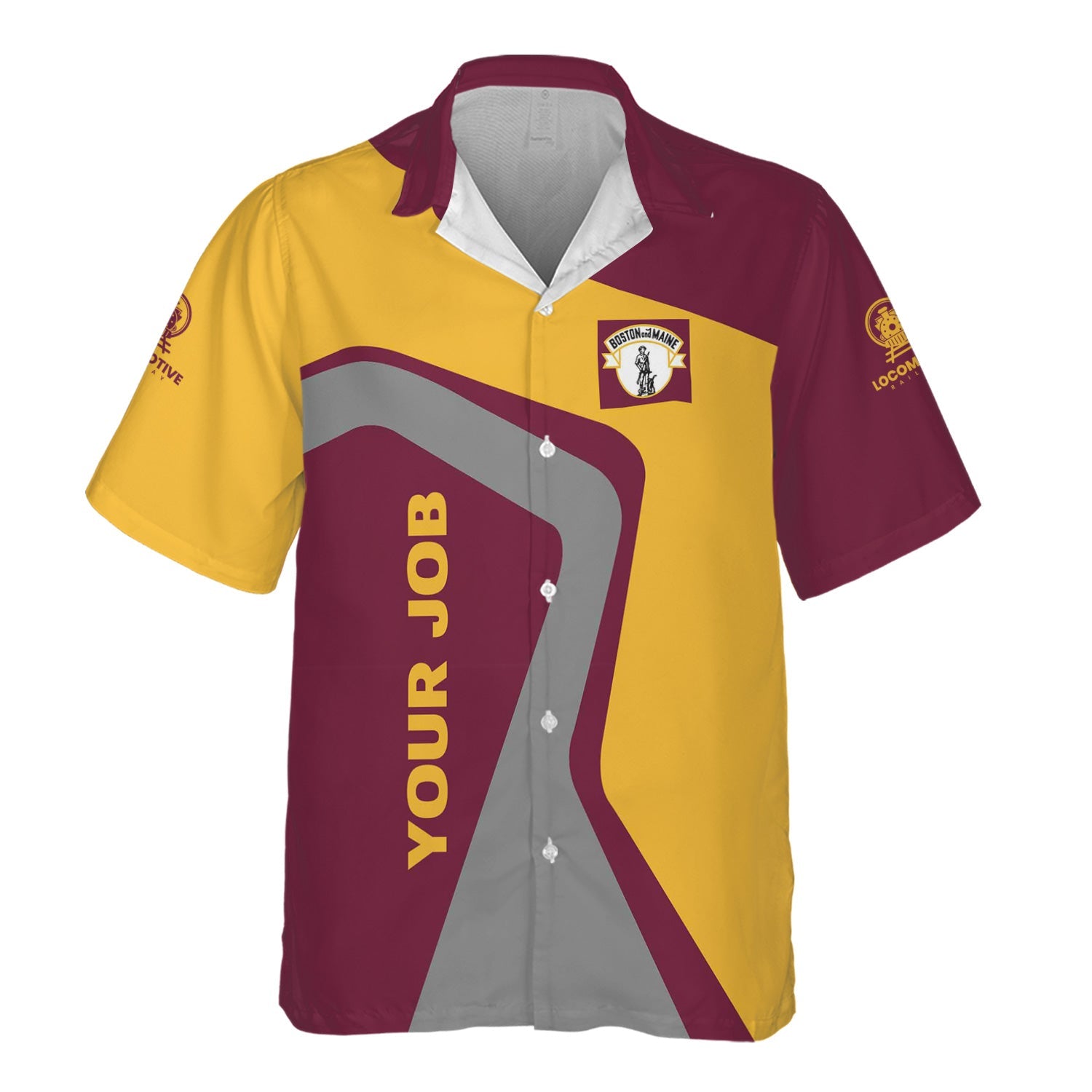 Railspirit Personalized Boston and Maine Railroad Hawaiian Shirt Unique Design with Custom Job Position Train Shirt